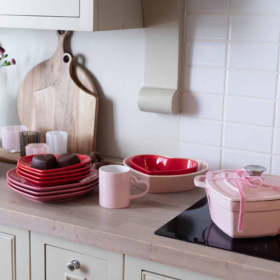 Seasons Love Collection Ildfast form Hjerte 2pk Rød 25cm og Rosa 20cm