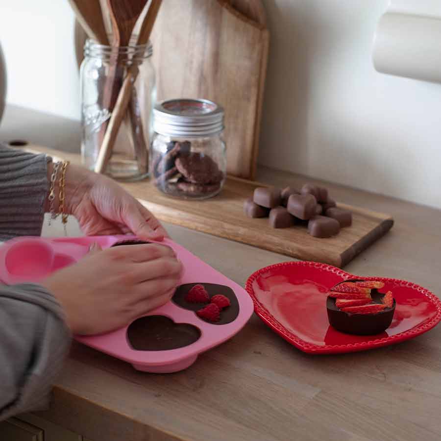 Seasons Love Collection Bakeform Hjerter Silikon 25,5x17x3cm Rosa