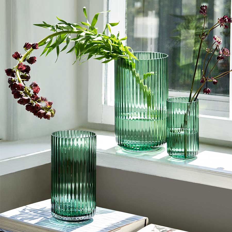 Lyngby Porcelæn Vase 25cm Grønn Glass