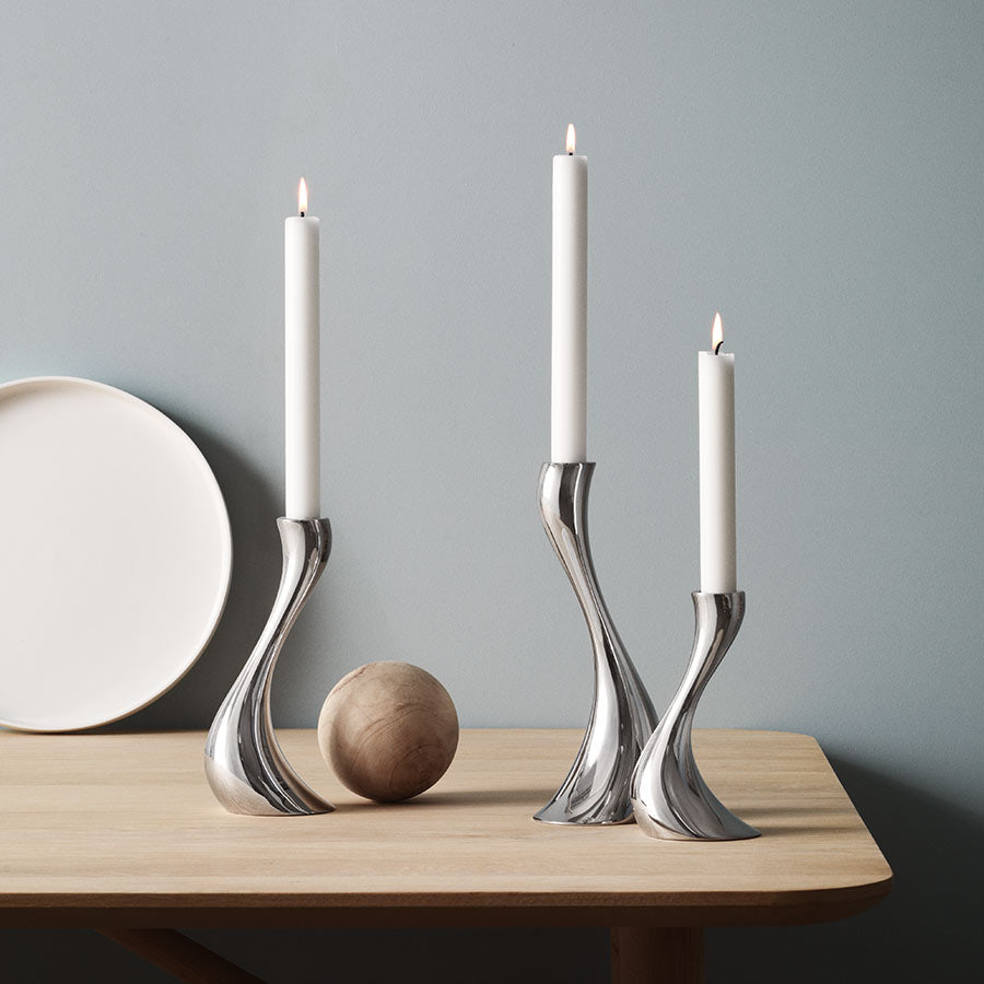 Georg Jensen Cobra Lysestake 24cm blankt rustfritt stål