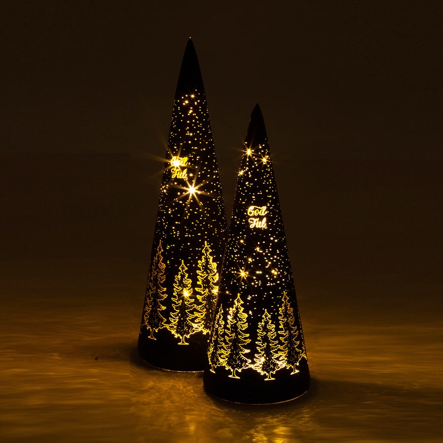 Børscompagniet Lyslykt LED God Jul Kjegle 25cm Sort