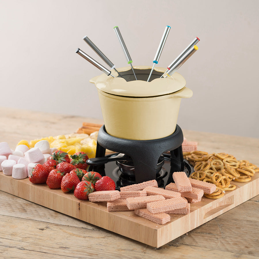 Masterclass Fonduesett Støpejern Emaljert Krem