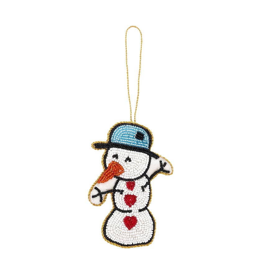 Julepynt Snømann 7x11cm Perler