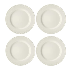 Kremfarget Mikasa middagsservise med middagstallerkener i robust stentøy, tåler oppvaskmaskin og mikrobølgeovn.