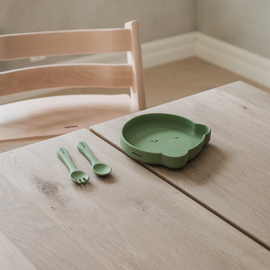 Mins Play Babyservise Tallerken m/ bestikk Grønn