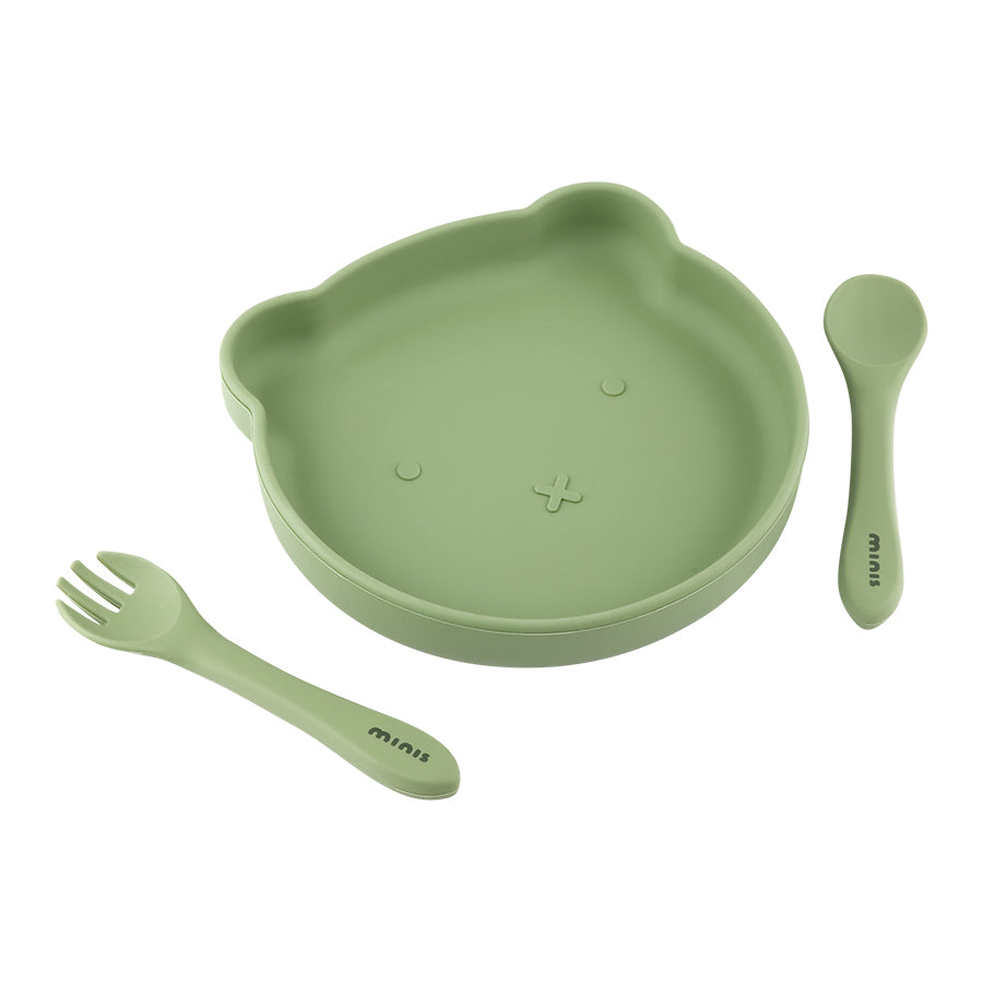 Mins Play Babyservise Tallerken m/ bestikk Grønn