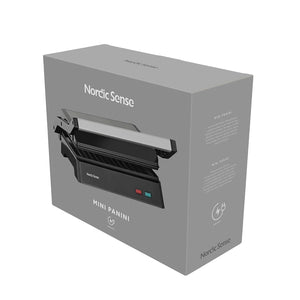 Nordic Sense Mini paninigrill i originalemballasje, kompakt grill i svart