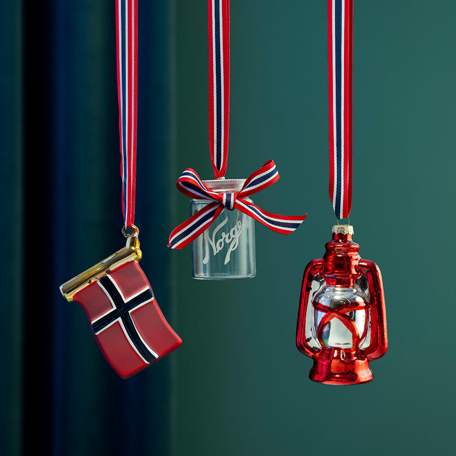 Norgesglasset Norsk Flagg Ornament Glass
