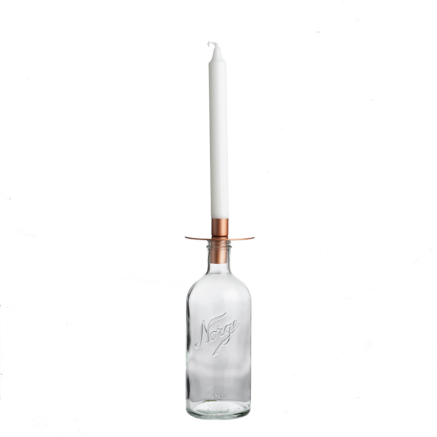 Norgesglasset Lysholder til Norgesflaske Rosegull