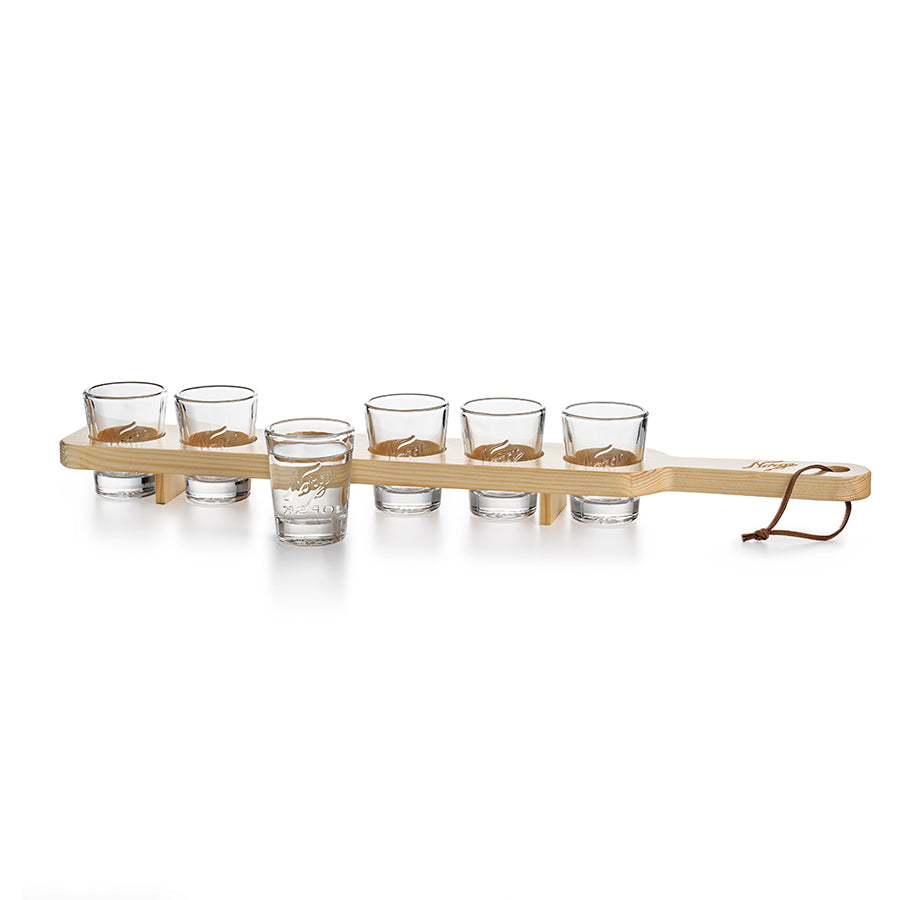Norgesglasset Shotglass på Furuplanke 6stk