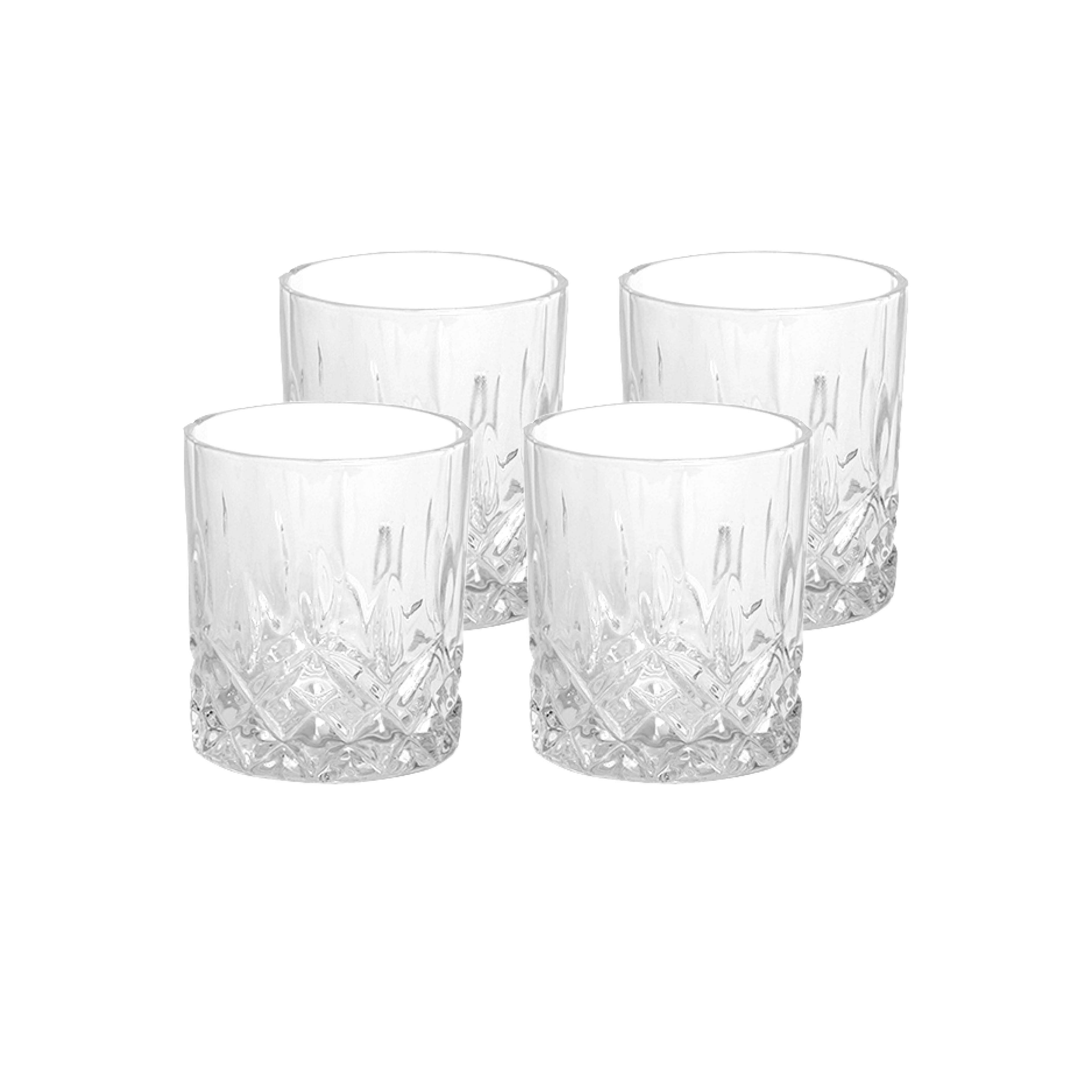 NOVA Whiskyglass Nova Dynamic Whiskyglass 28cl 4pk Klar – fire klare whiskyglass med rutemønster