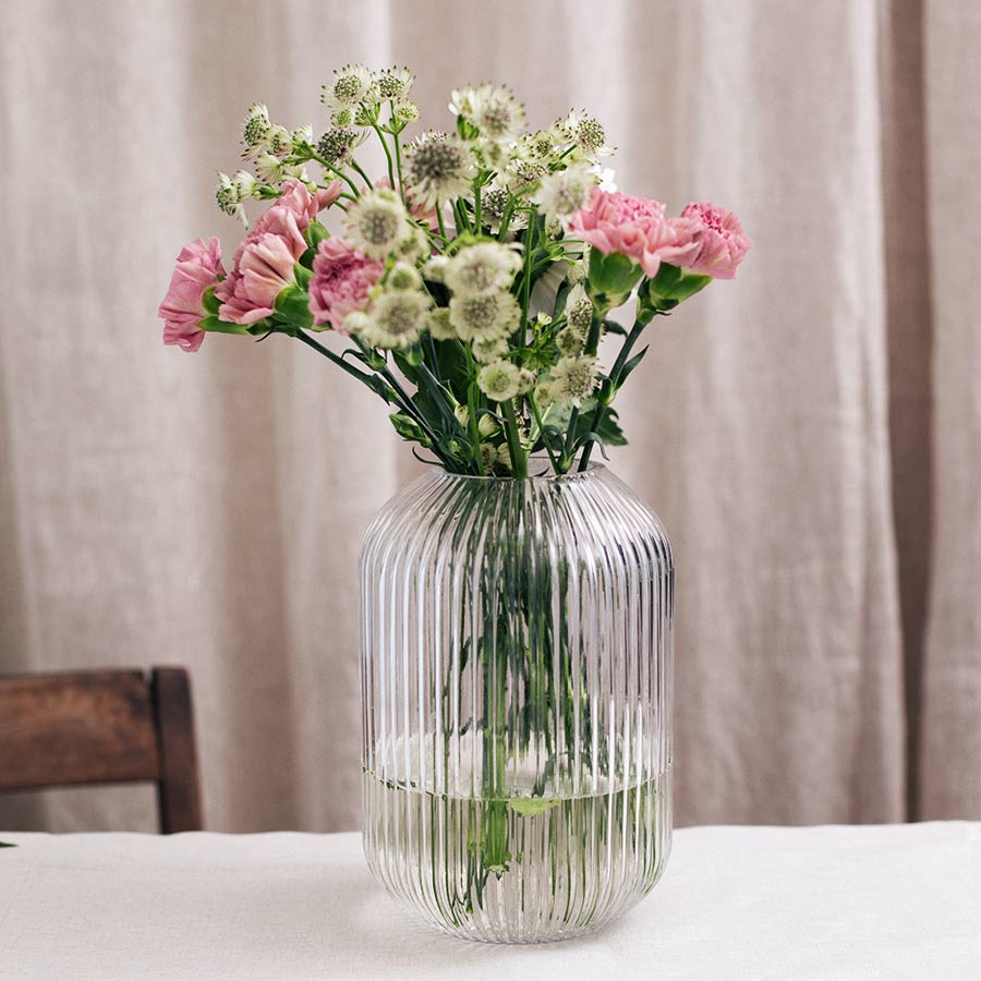 Nova Edge Vase m/riller Klar 22cm