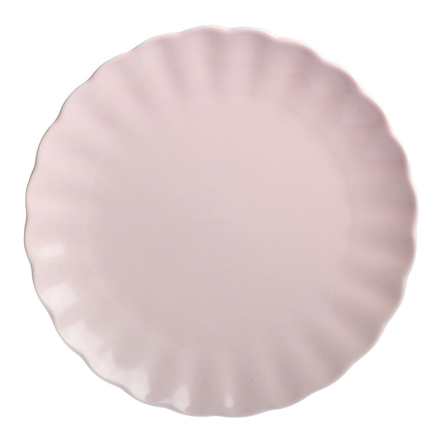 Oversikt over Nova Lilly tallerken i dus rosa fra oven, 26 cm diameter, designet for en feminin og sofistikert borddekking.