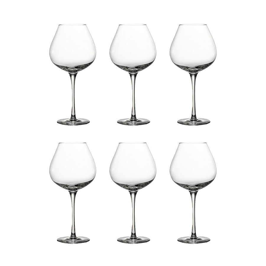 Settet med 6 stk Hadeland Glassverk Odyssé Rødvinsglass 82cl, ideelt for både hverdagsbruk og spesielle anledninger.