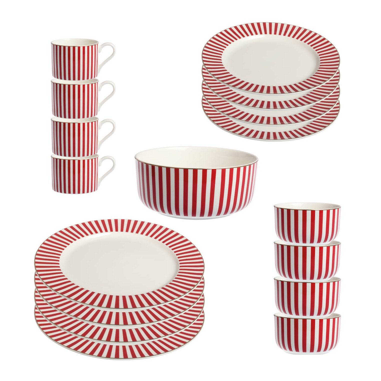 Abby Servise Rød m/Gullkant Pakke