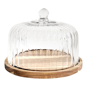 Christiania Glasmagasin Pantry fat i akasietre med ribbet glasslokk, 30 cm