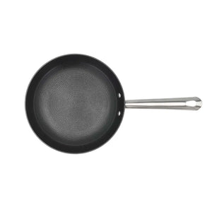 Oversikt av støpejernspanne med keramisk non-stick belegg, ideal for perfekt steking.