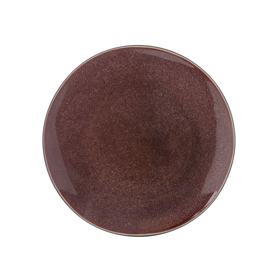 Porsgrunds Porselænsfabrik Natur Tallerken 21cm Morell, dyp rødfarget tallerken med glanset overflate, perfekt til servering av småretter eller dessert.