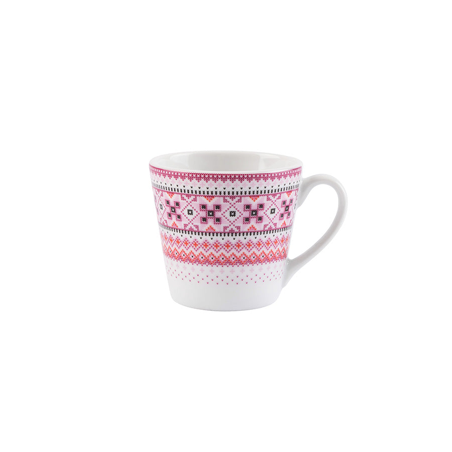 Søtt krus på 20 cl fra Porsgrunds Porselænsfabrik, rosa bunadsinspirert design perfekt for hverdagsbruk eller kos på hytta.