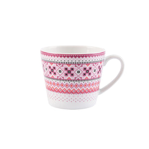 Elegant og fargerikt krus med bunad-inspirert strikkemønster, 40 cl, perfekt for kaffe eller te.