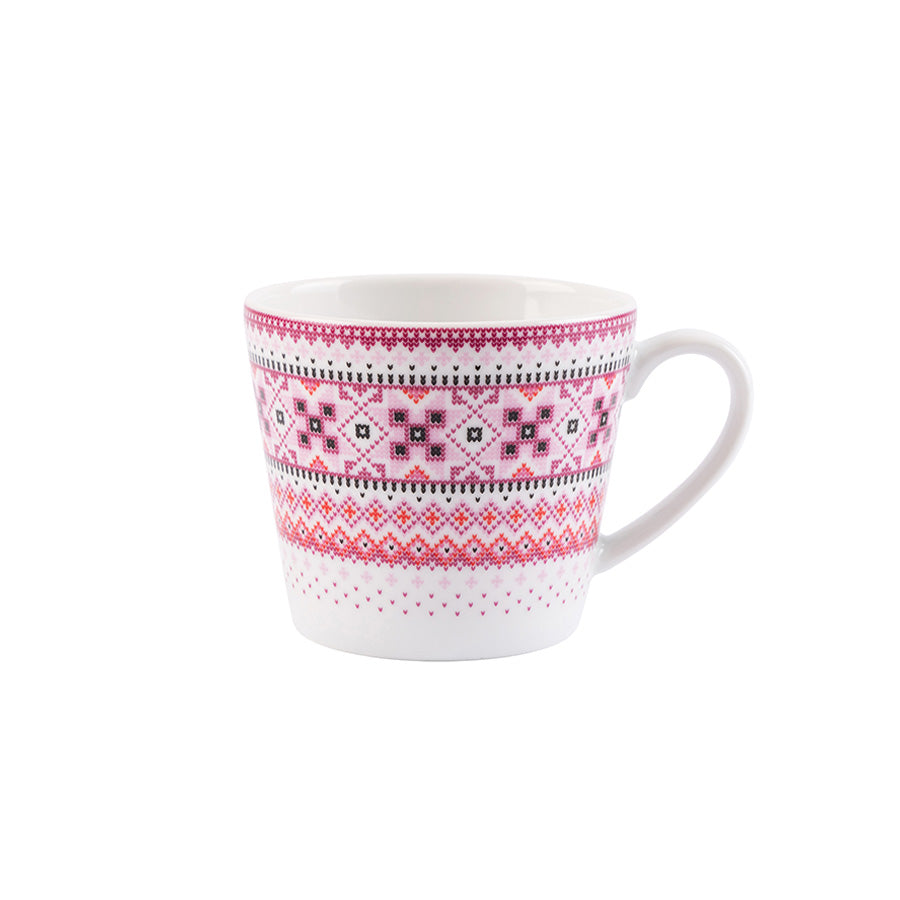 Elegant og fargerikt krus med bunad-inspirert strikkemønster, 40 cl, perfekt for kaffe eller te.