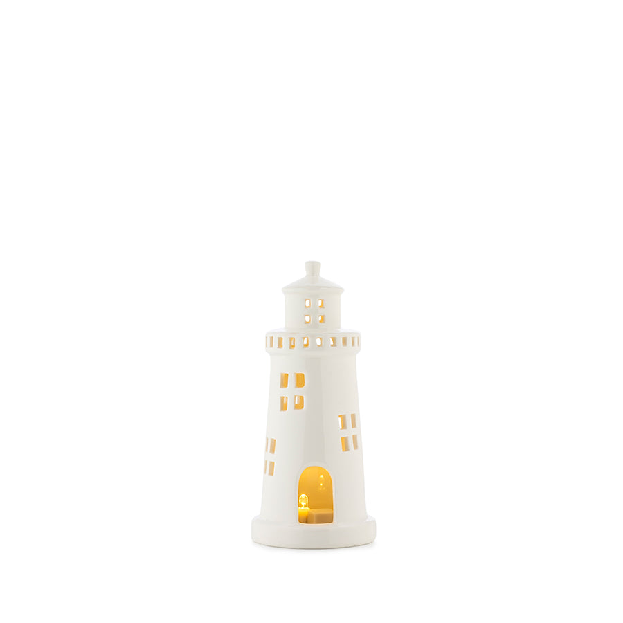 Porsgrunds Porselænsfabrik Fyrtårn m/ LED-lys 16,5cm Hvit