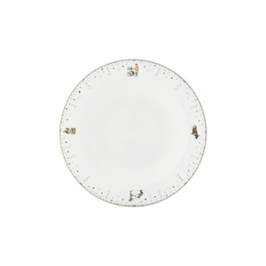 Porsgrunds Porselænsfabrik Juledrøm Element dyp tallerken på 23 cm med hvit glasur, sølvbord og nostalgiske julemotiver