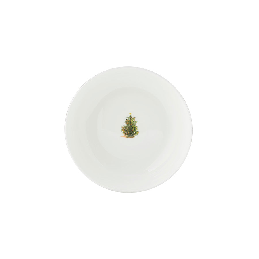 Hvit Juledrøm dessertskål 16 cm med lite juletre i bunnen