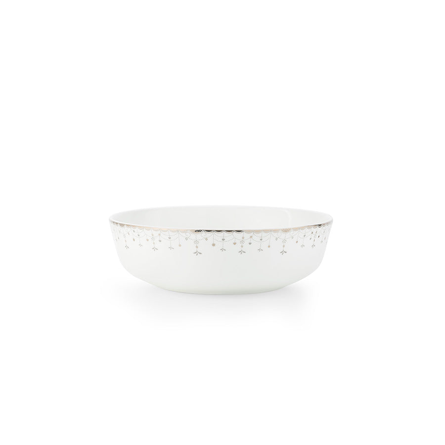 Hvit Juledrøm dessertskål i porselen med delikat sølvbord, 16 cm