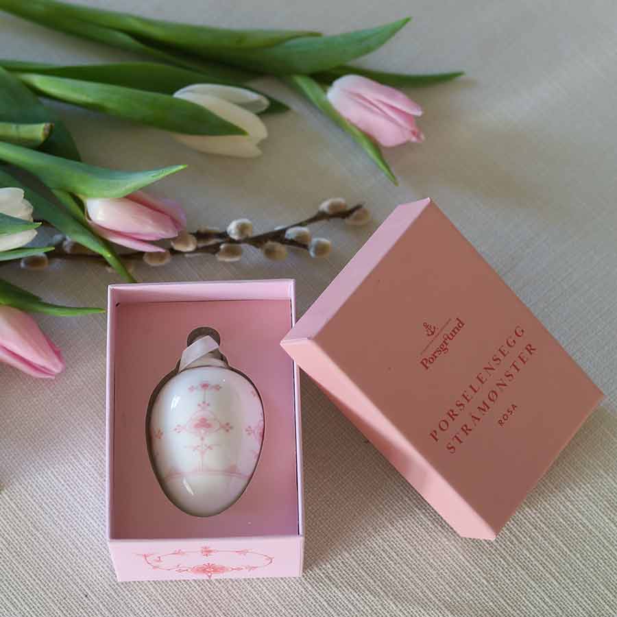 Porsgrunds Porselænsfabrik Porselensegg Stråmønster 4,5cm Rosa
