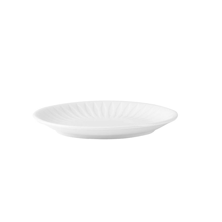 Porsgrund Spire oval asjett 16 cm i hvitt porselen med relieffdekor