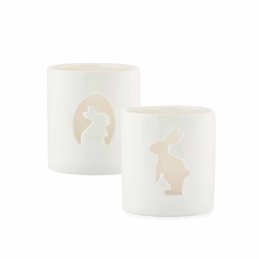 Porsgrunds Porselænsfabrik T-Lysholder Hare 8cm Hvit 2pk