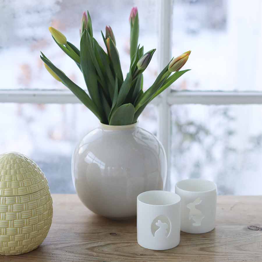 Porsgrunds Porselænsfabrik T-Lysholder Hare 8cm Hvit 2pk