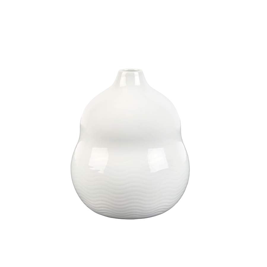 Porsgrunds Porselænsfabrik Bølge Hvitt Stilkvase 19cm