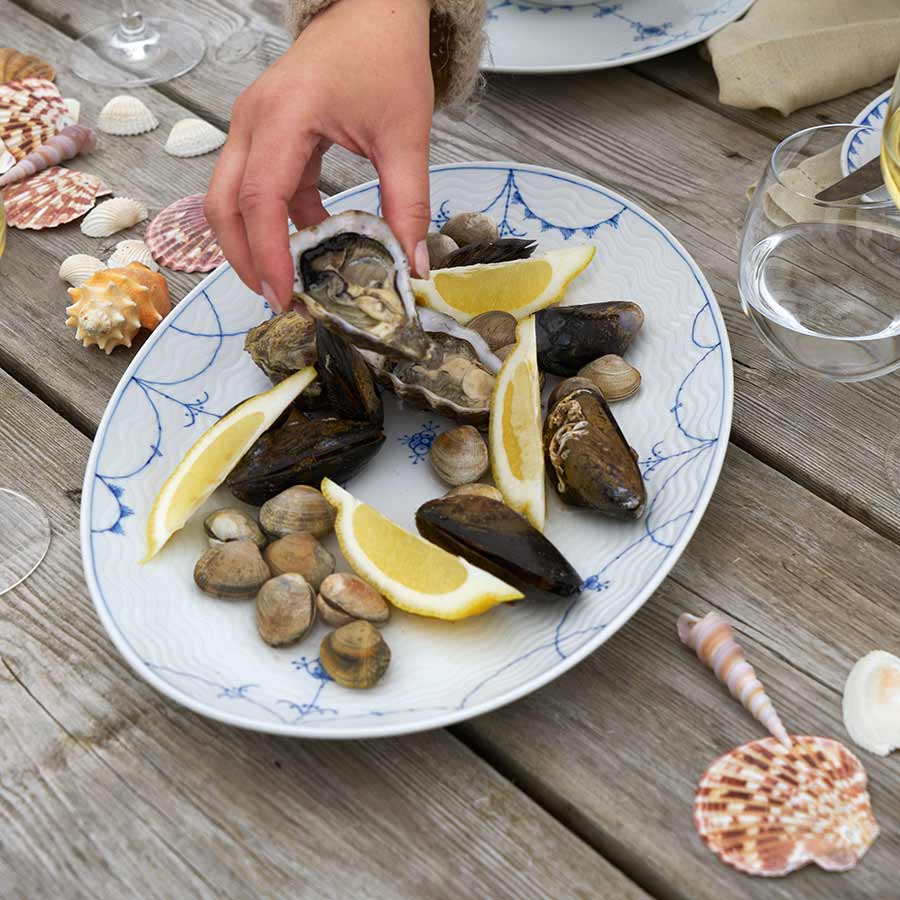 Porsgrunds Porselænsfabrik Bølge Strå Ovalt Fat 39cm