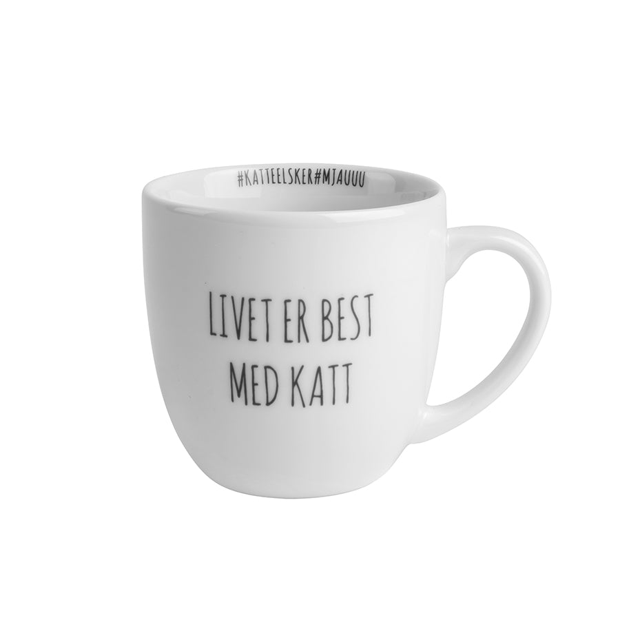 Porsgrunds Porselænsfabrik Hashtag Krus 38 cl Livet Er Best Med Katt
