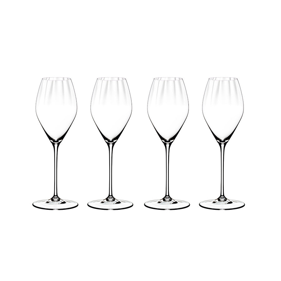 Riedel Performance champagneglass 4pk med elegant design for musserende vin, perfekt for å heve drikkeopplevelsen.