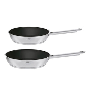 Røsle Pure Elements stekepannesett med to stekepanner i rustfritt stål og keramisk belegg, 20 og 28 cm, perfekt for sunn matlaging.