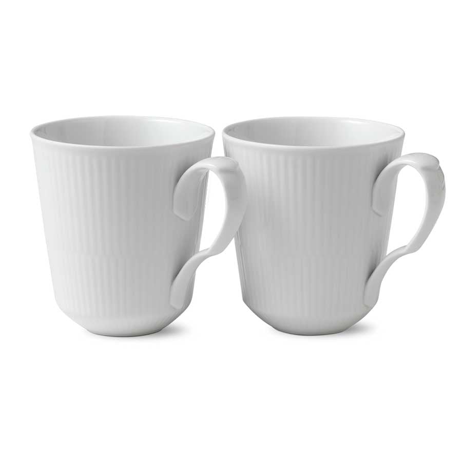 Royal Copenhagen Hvit Riflet Signatur Krus 2pk 37cl