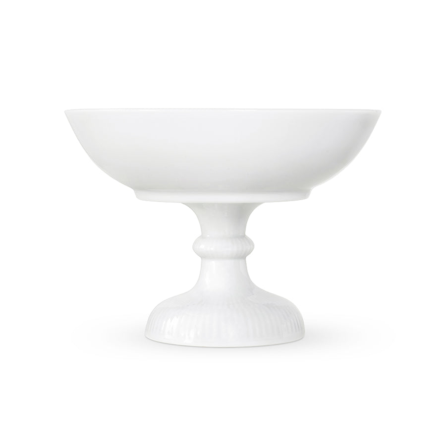 Royal Copenhagen Hvit Riflet Skål på Fot 15 cm