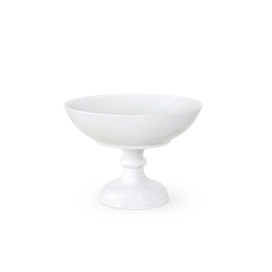 Royal Copenhagen Hvit Riflet Skål på Fot 15 cm