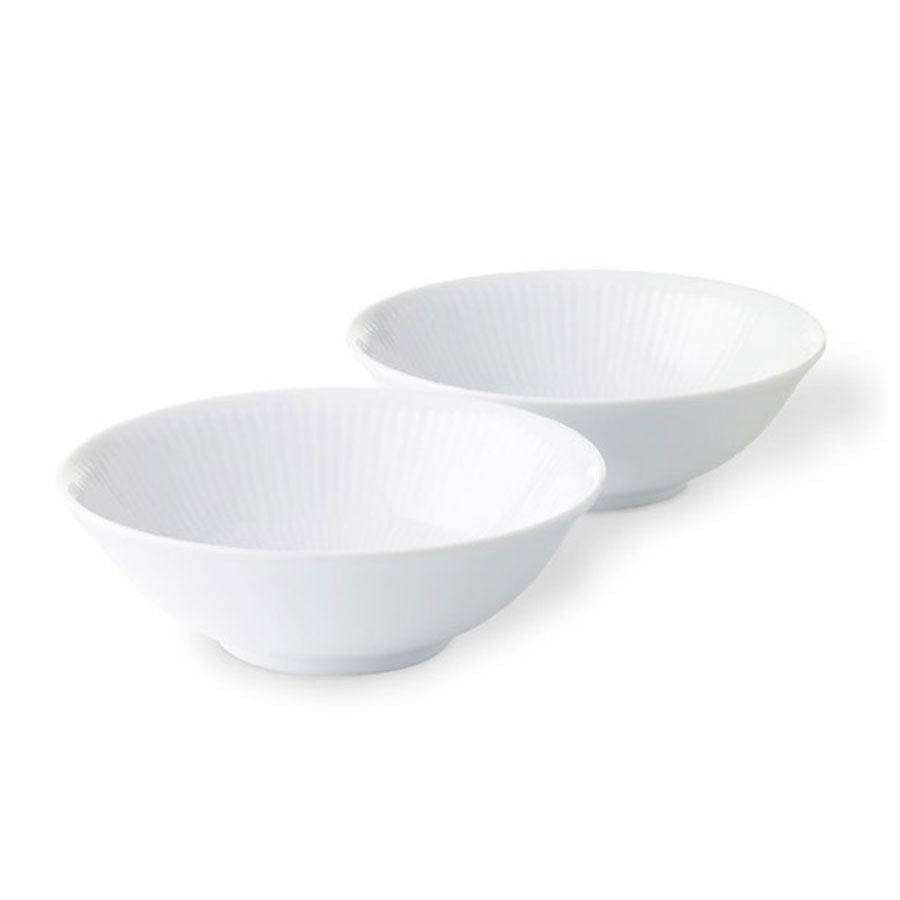 Royal Copenhagen Hvit Riflet Skål 2pk 35cl