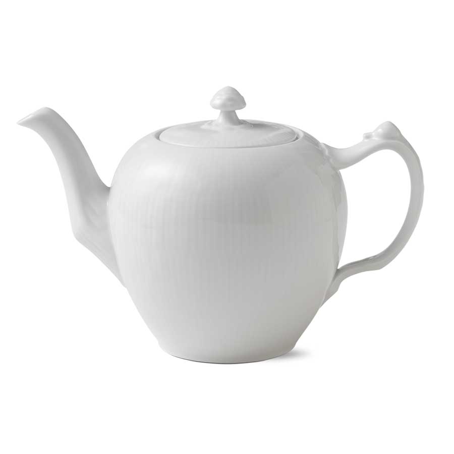 Royal Copenhagen Hvit Riflet Tekanne m/Lokk 1L