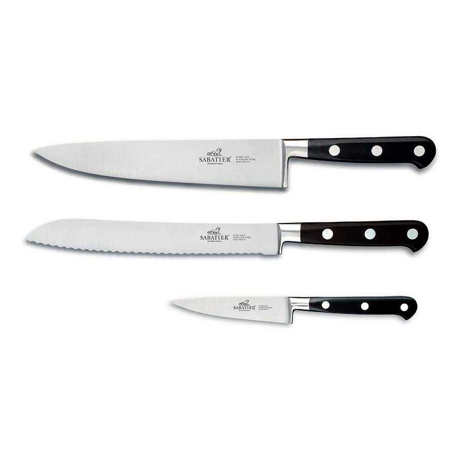 Sabatier Licorne Knivsett 3 Kniver Stål/Svart