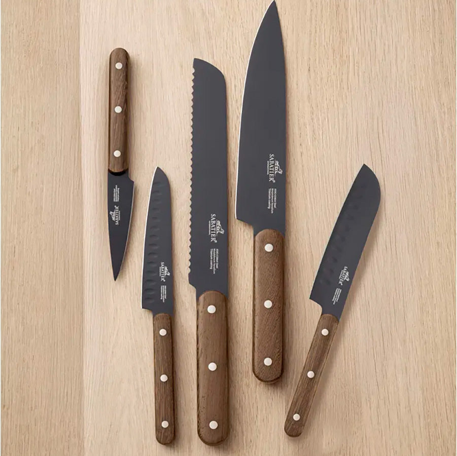 Lion Sabatier Phenix Walnut Knivsett 5 Kniver Sort/Valnøtt