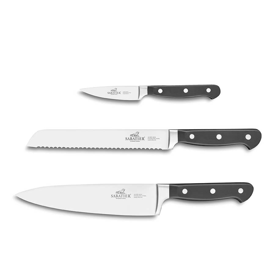 Lion Sabatier Pluton Knivsett 3 kniver stål/sort