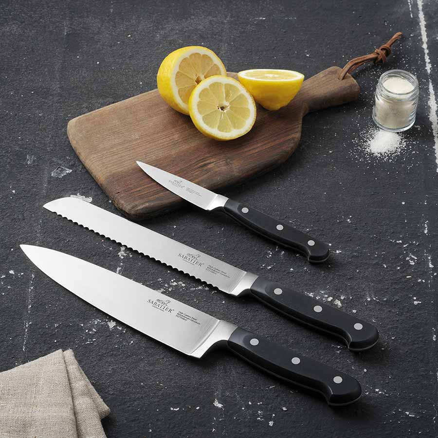 Lion Sabatier Pluton Knivsett 3 kniver stål/sort