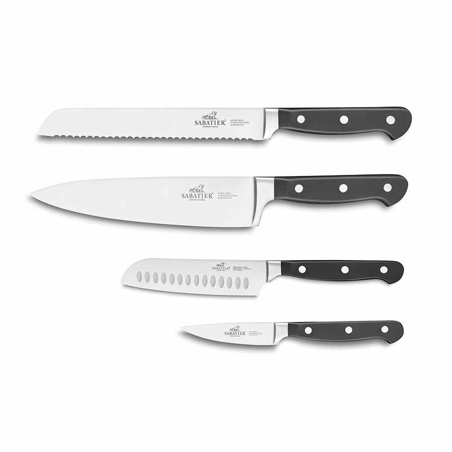 Pluton Knivsett 4 Kniver Sort