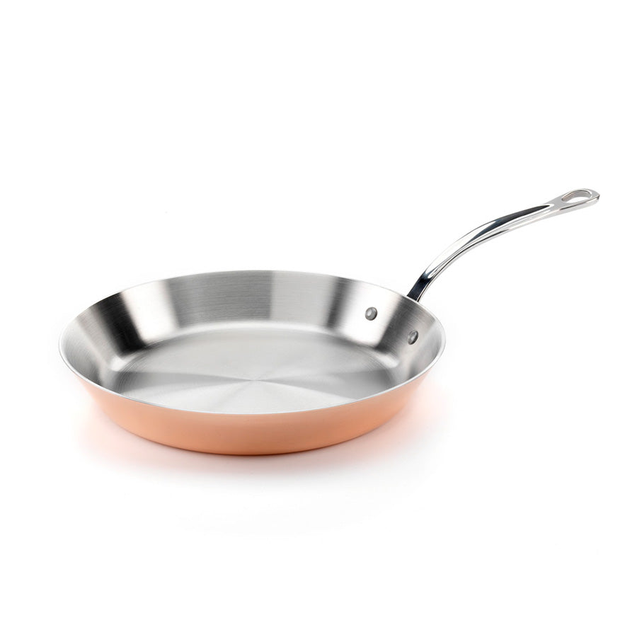 Samuel Groves kobber stekepanne, 28 cm, med rustfritt stål innside for jevn varmefordeling.