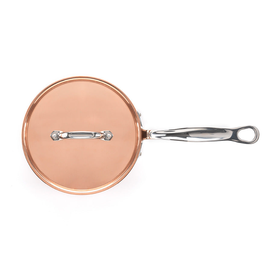 Lokk til Samuel Groves Kasserolle m/Lokk Kobber 2L, laget av kobber med en elegant håndtak i rustfritt stål.